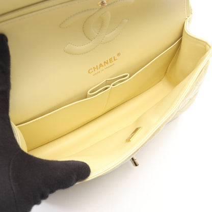 マトラッセ Wフラップ グラデーション Wチェーンショルダーバッグ レザー ライトイエロー ゴールド金具 シャネル バッグ CHANEL