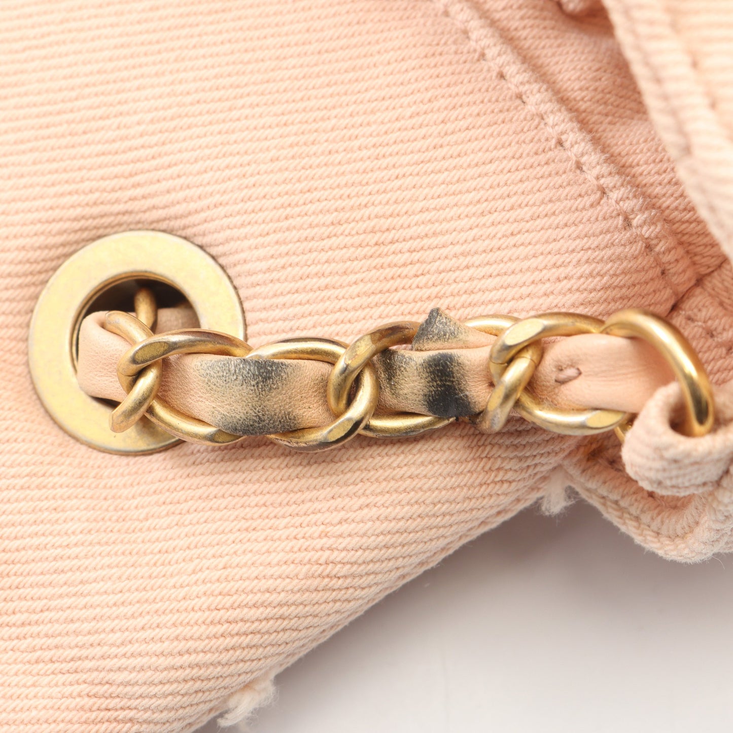 COCO チェーンショルダーバッグ デニム ピンクベージュ ゴールド金具 シャネル