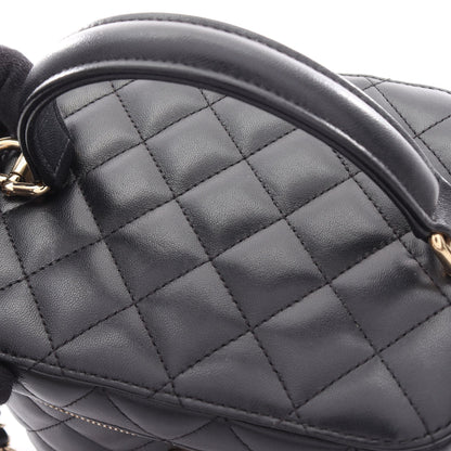 マトラッセ バニティバッグ 2WAY チェーンショルダーバッグ ラムスキン ブラック ゴールド金具 シャネル