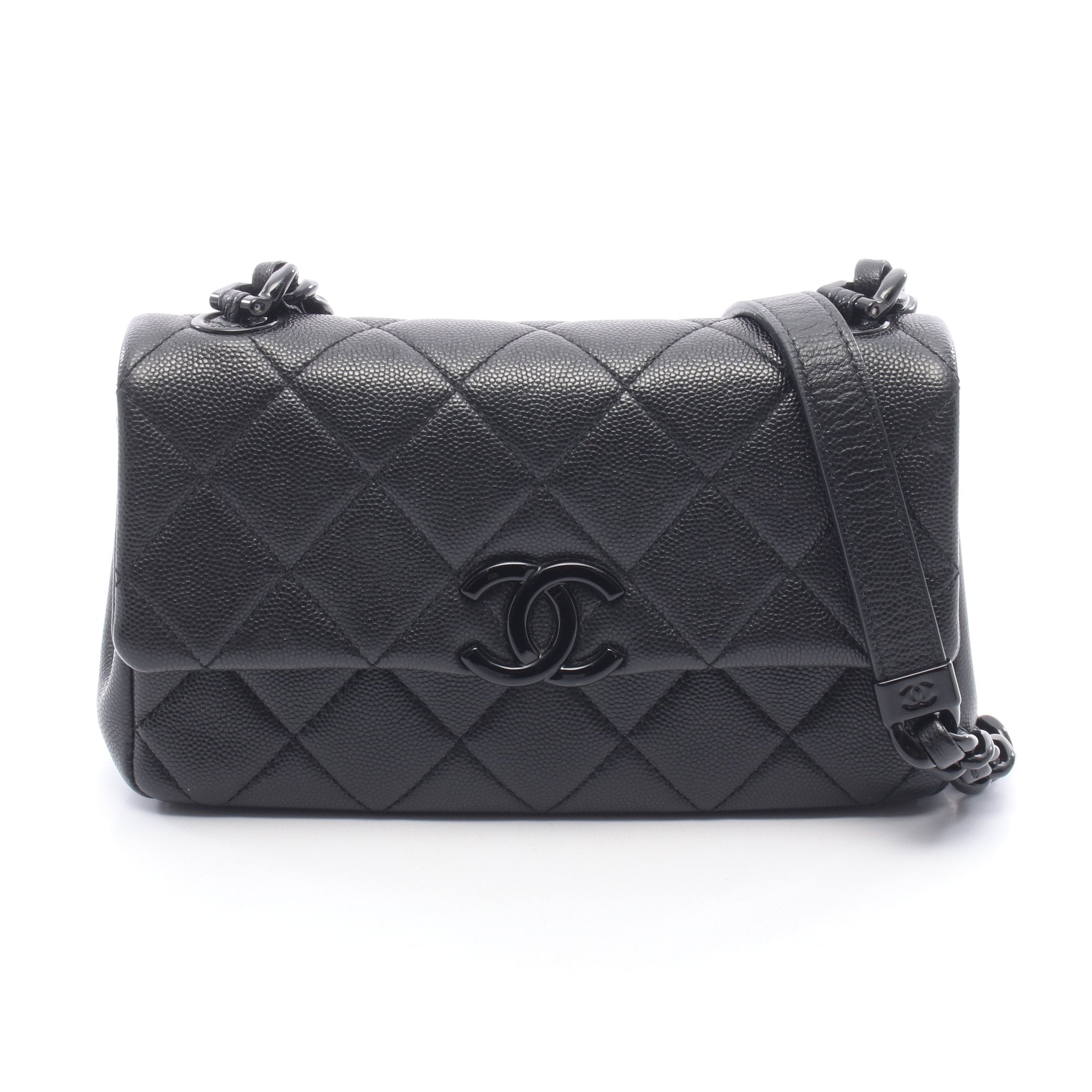 CHANEL ショルダーバッグマトラッセキャビアスキン マトラッセ スモールフラップ チェーンショルダーバッグ キャビア