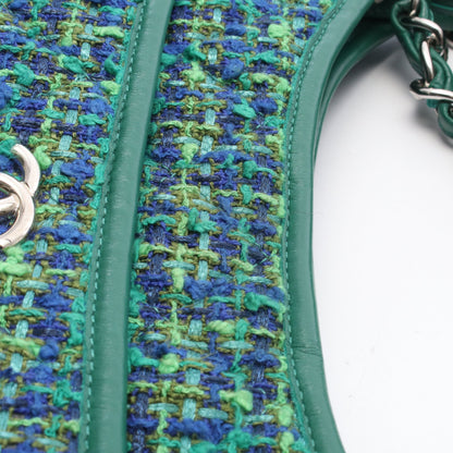 マトラッセ ホーボー ショルダーバッグ ツイード レザー グリーン ブルー マルチカラー シルバー金具 シャネル バッグ CHANEL