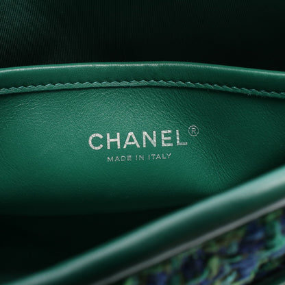 マトラッセ ホーボー ショルダーバッグ ツイード レザー グリーン ブルー マルチカラー シルバー金具 シャネル バッグ CHANEL