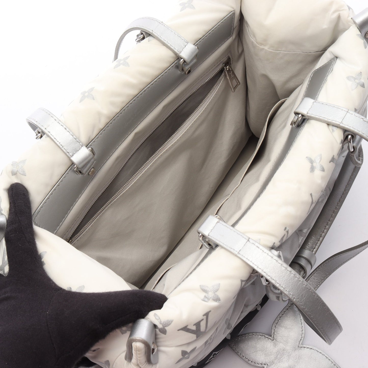 オンザゴーMM 2WAY LV SKI ショルダーバッグ トートバッグ ナイロン レザー グレー マルチカラー ルイヴィトン