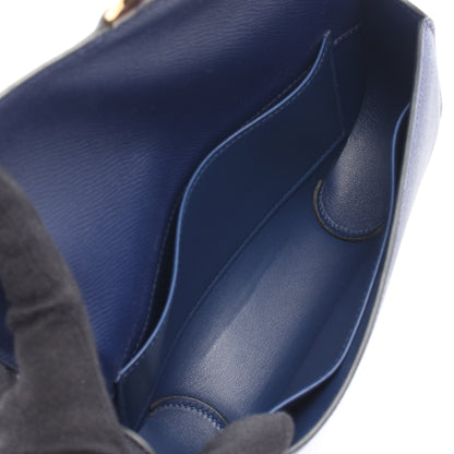 シェルシュ ミディ ブルーサフィール クラッチバッグ ヴォーエプソン ブルー ゴールド金具 X刻印 エルメス