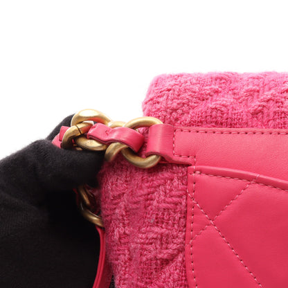 CHANEL19 マトラッセ コンビ金具 ウエストバッグ ツイード レザー ピンクパープル シャネル