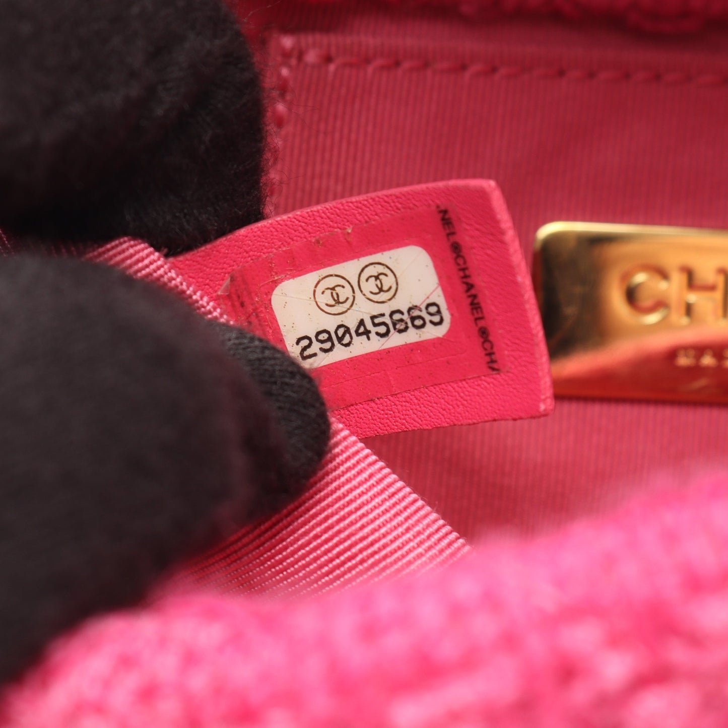 CHANEL19 マトラッセ コンビ金具 ウエストバッグ ツイード レザー ピンクパープル シャネル