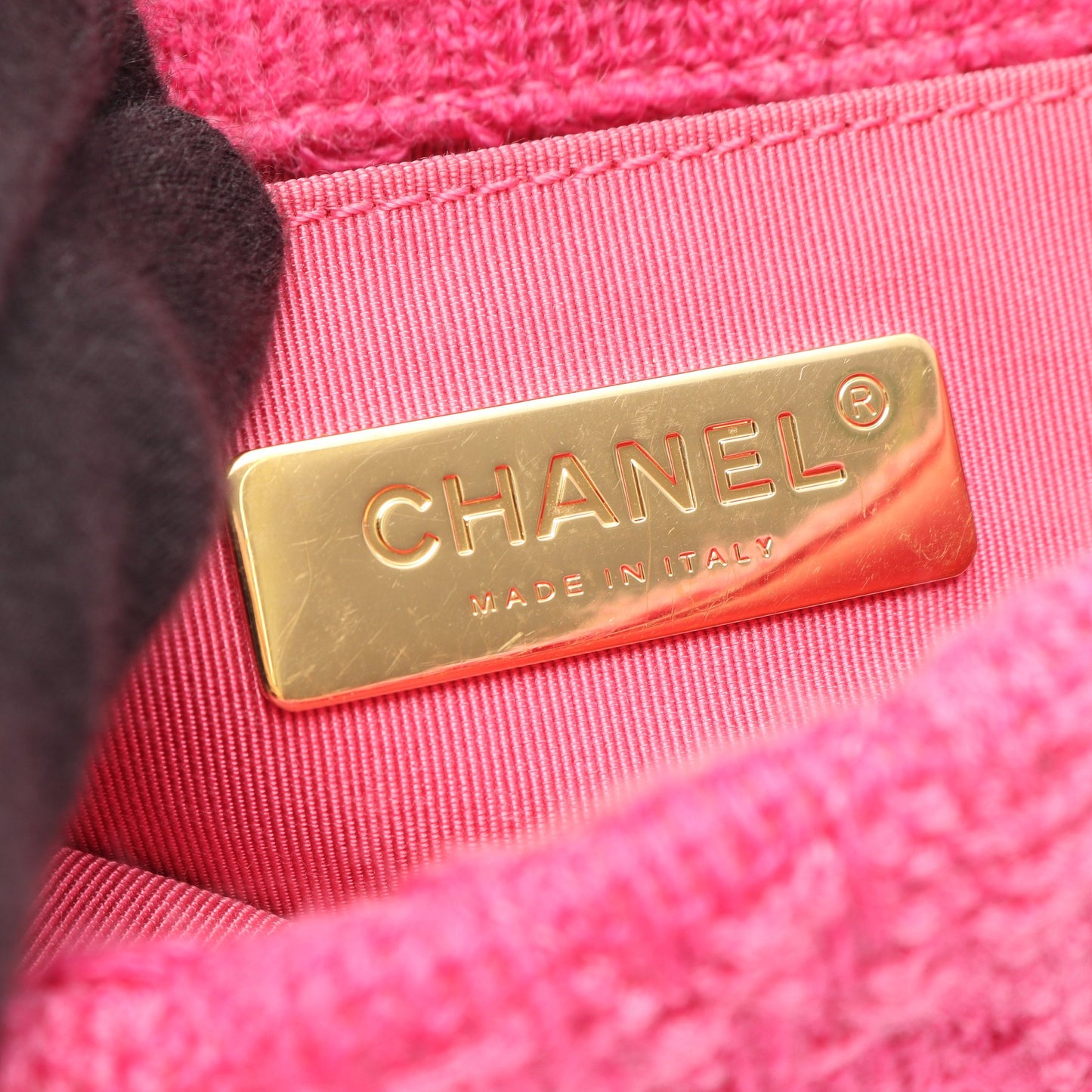 CHANEL19 マトラッセ コンビ金具 ウエストバッグ ツイード レザー ピンクパープル シャネル