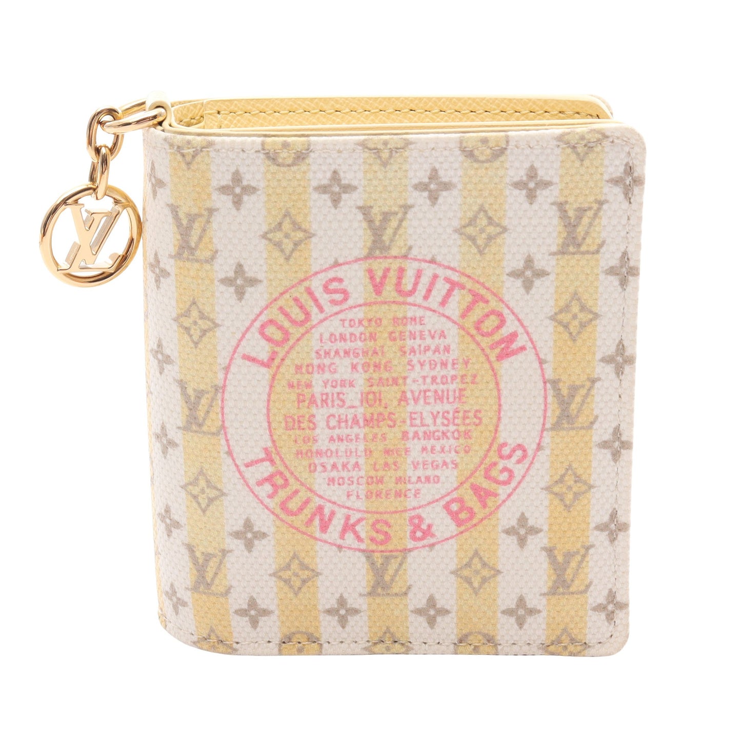 ポケットウォレット LV チャーム 二つ折り財布 PVC ホワイト イエロー マルチカラー ルイヴィトン