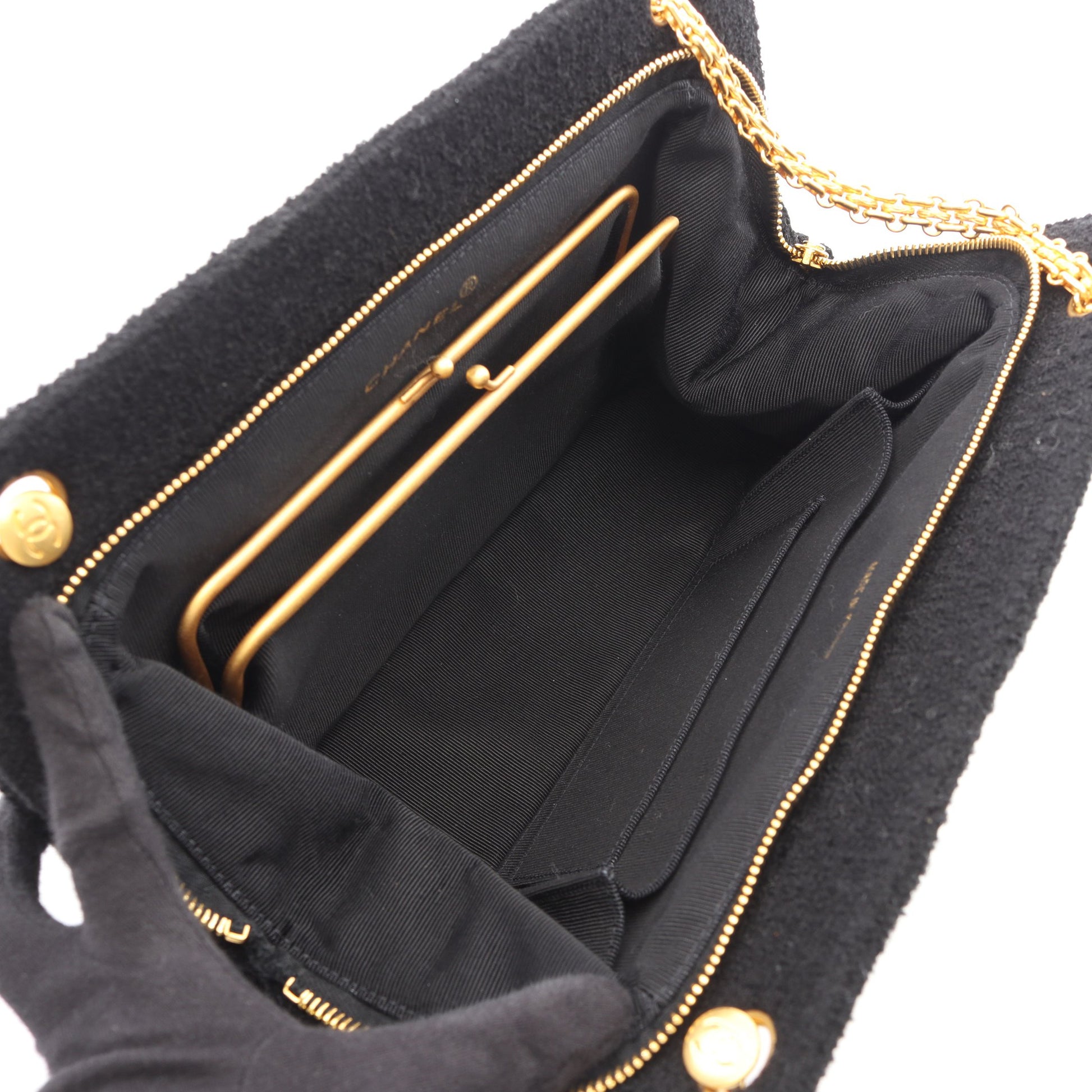 チェーンショルダーバッグ ツイード ブラック ゴールド金具 シャネル バッグ CHANEL
