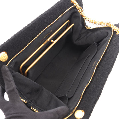 チェーンショルダーバッグ ツイード ブラック ゴールド金具 シャネル バッグ CHANEL