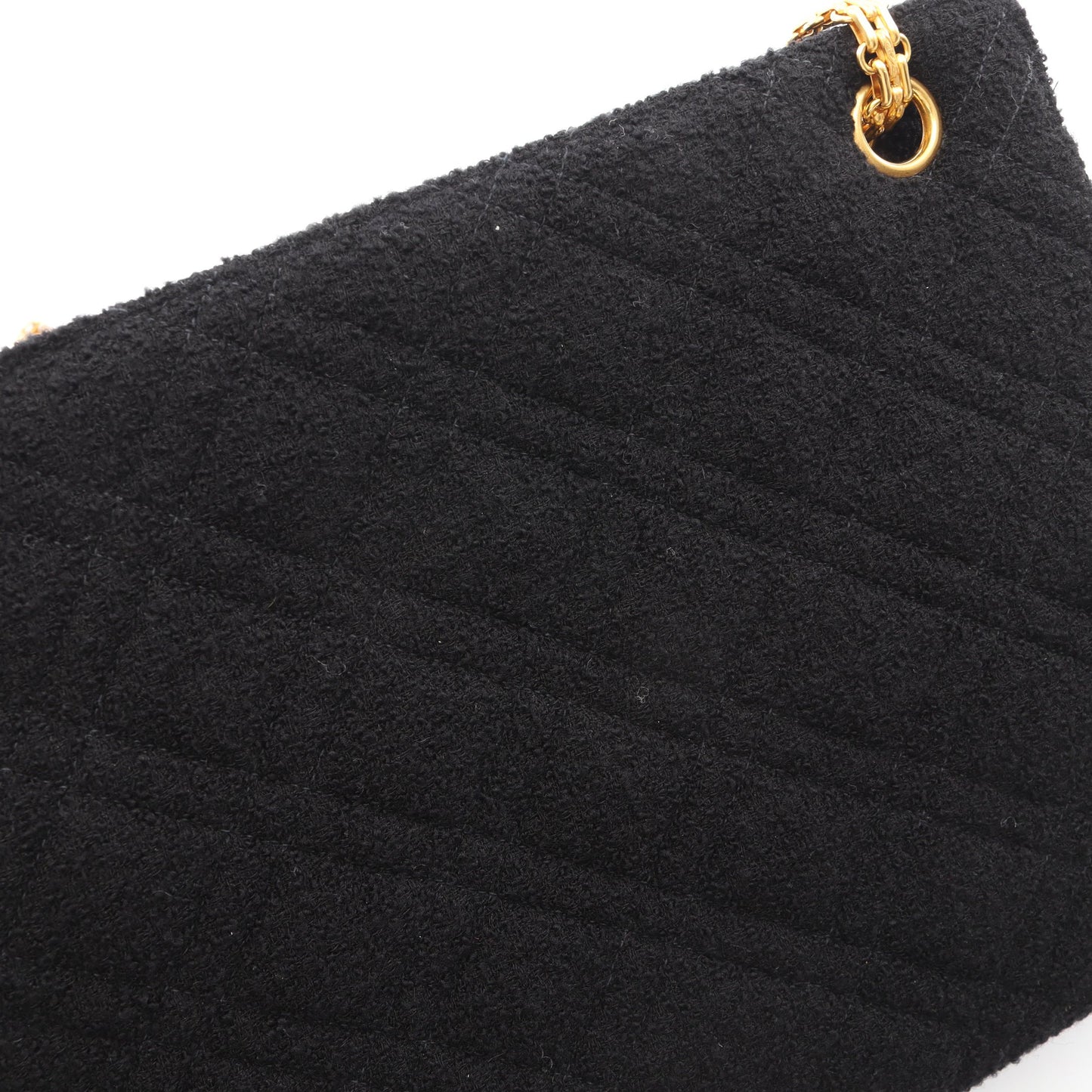 チェーンショルダーバッグ ツイード ブラック ゴールド金具 シャネル バッグ CHANEL