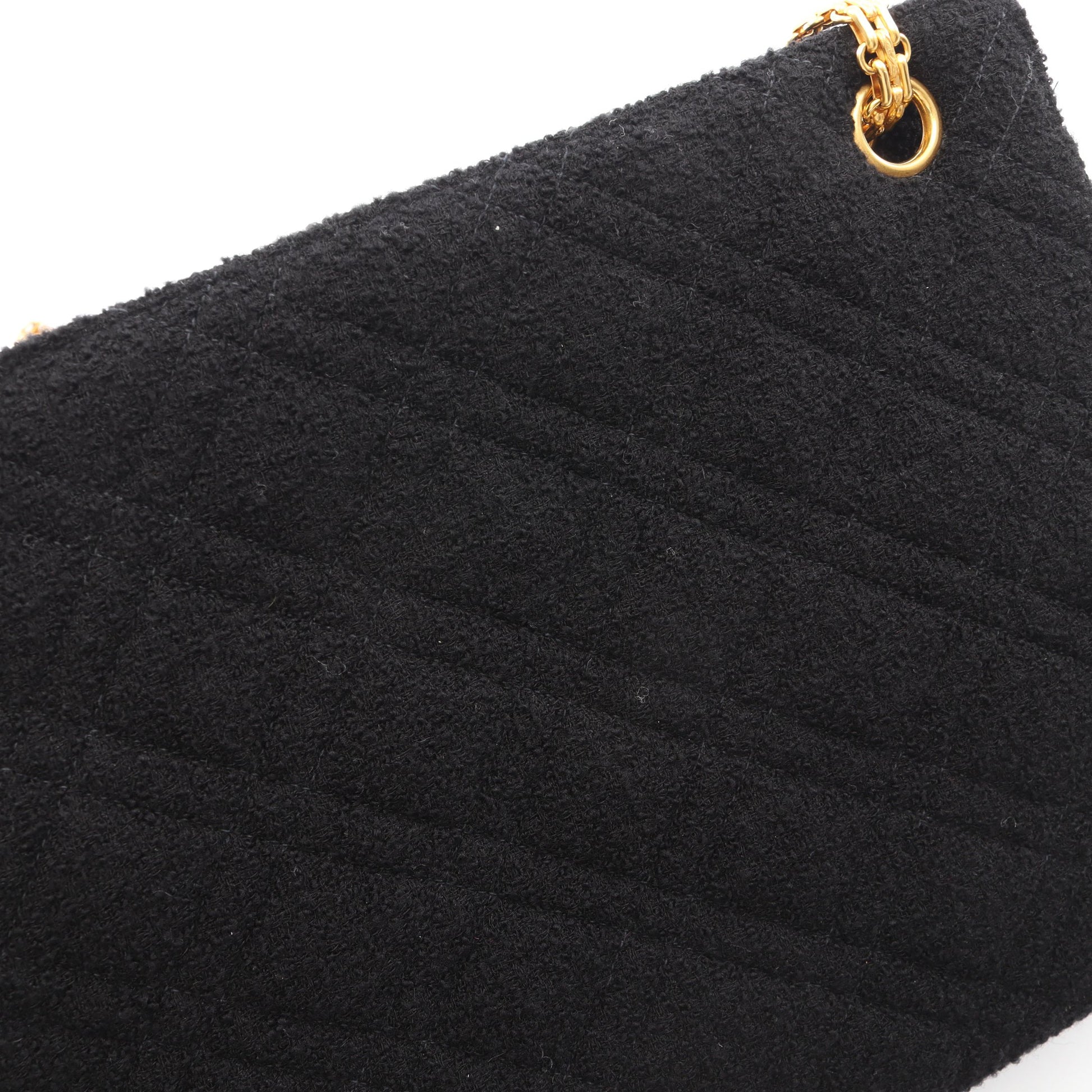 チェーンショルダーバッグ ツイード ブラック ゴールド金具 シャネル バッグ CHANEL