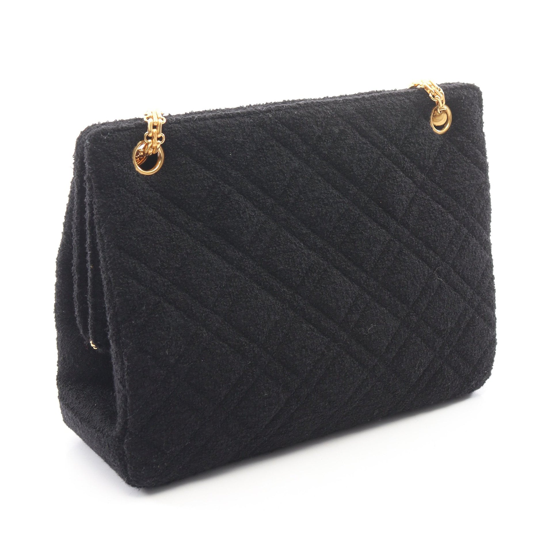 チェーンショルダーバッグ ツイード ブラック ゴールド金具 シャネル バッグ CHANEL