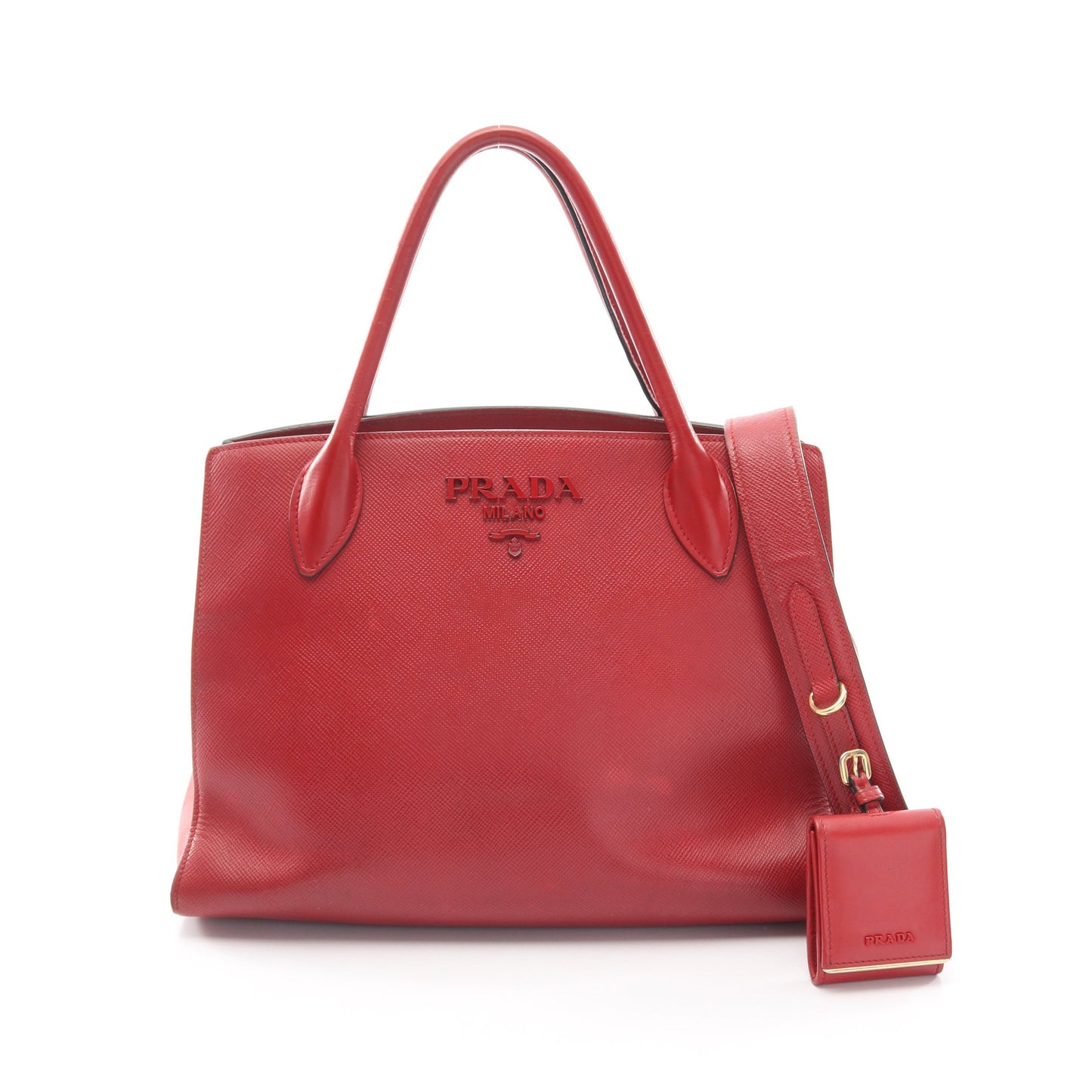 SAFFIANO CUIR C モノクローム 2WAY ハンドバッグ サフィアーノレザー レッド プラダ