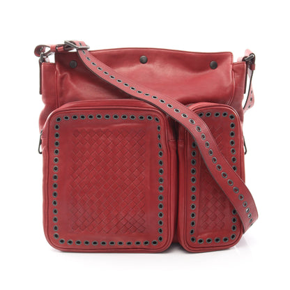イントレチャート ショルダーバッグ レザー レッド ボッテガヴェネタ バッグ BOTTEGA VENETA