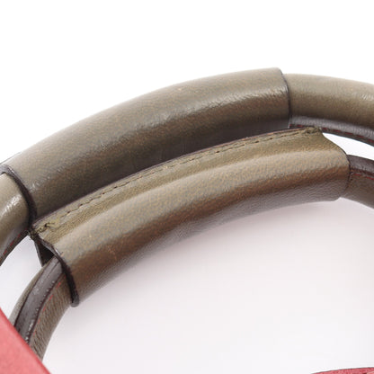 エテル 2way ハンドバッグ レザー レッド グレーグリーン クロエ