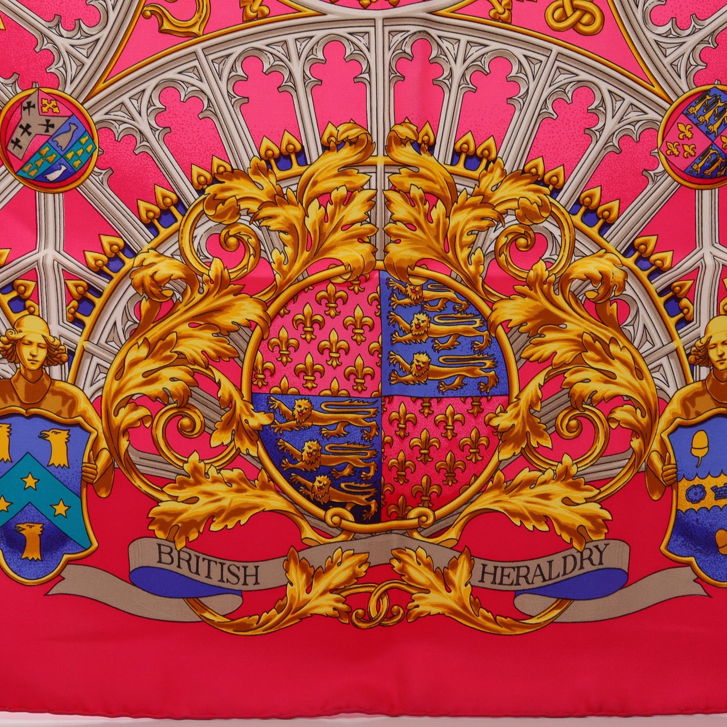 カレ90 BRITISH HERALDRY スカーフ シルク ピンクパープル マルチカラー エルメス
