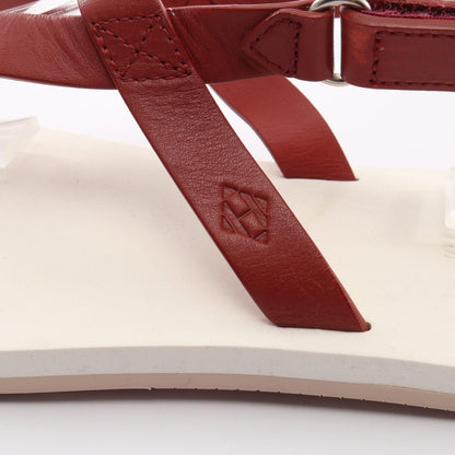 タヒチ サンダル ラバー レザー ホワイト バーガンディ エルメス シューズ HERMES