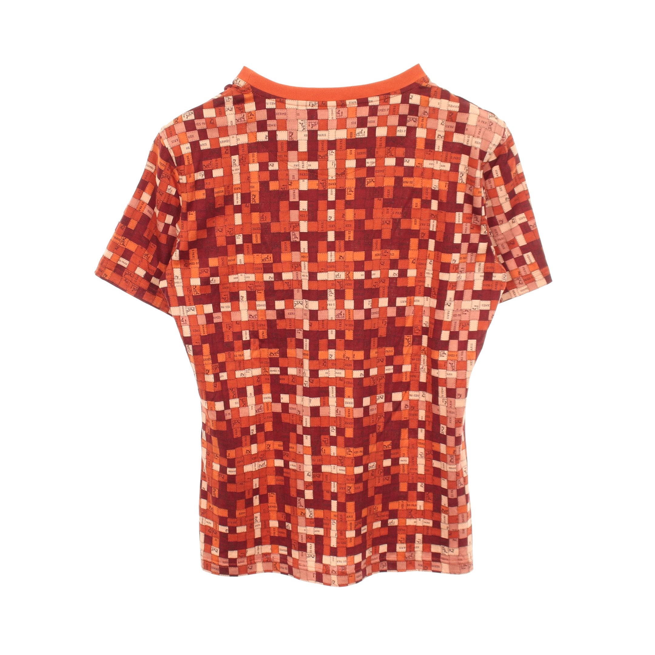 ボルデュックチェック 半袖Tシャツ コットン オレンジブラウン