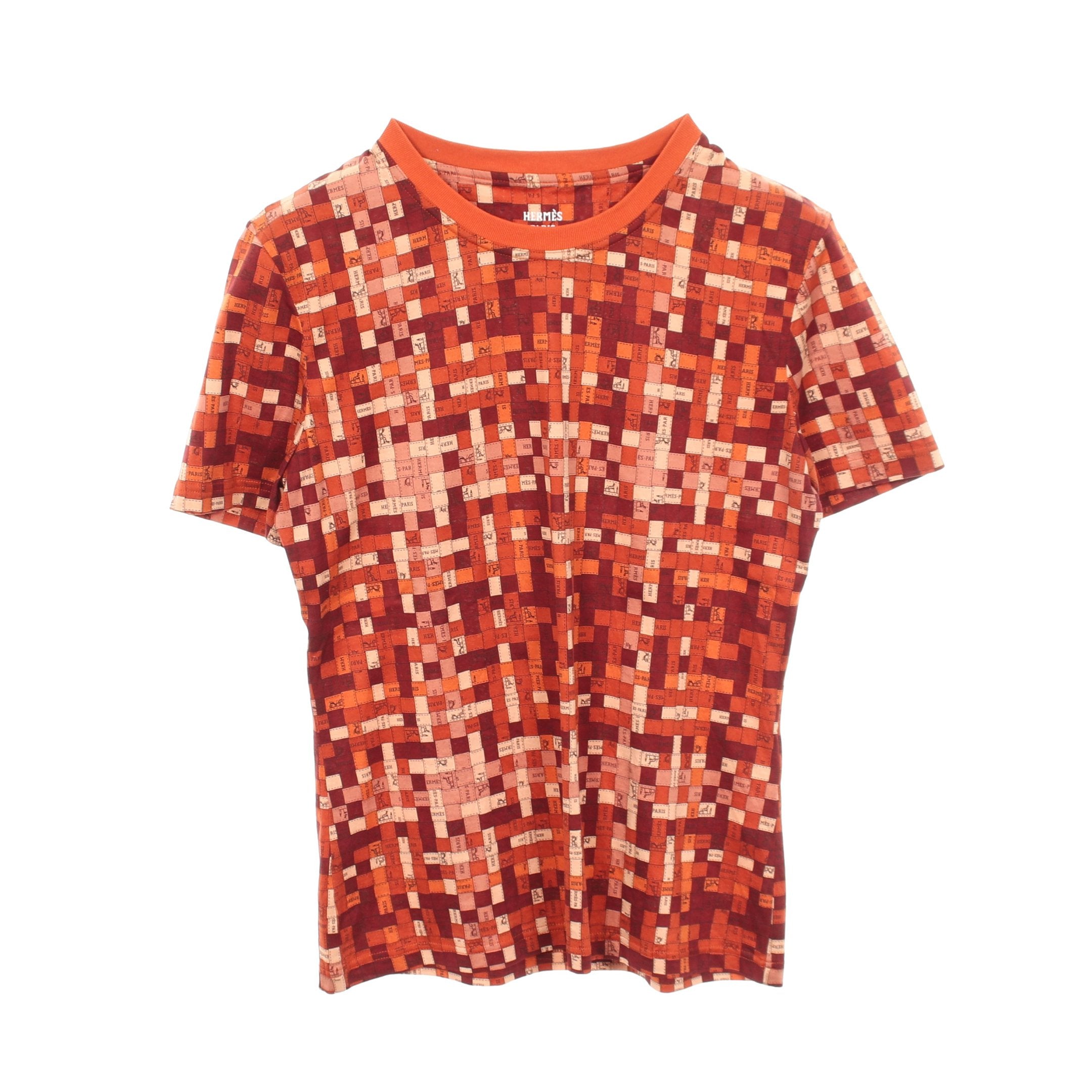 ボルデュックチェック 半袖Tシャツ コットン オレンジブラウン