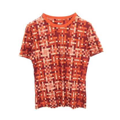 ボルデュックチェック 半袖Tシャツ コットン オレンジブラウン エルメス
