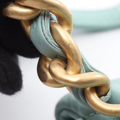 CHANEL19 コンビ金具 ボディバッグ ウエストバッグ ラムスキン ブルーグリーン シャネル