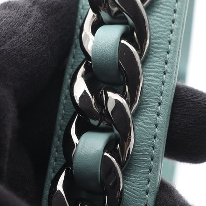 CHANEL19 コンビ金具 ボディバッグ ウエストバッグ ラムスキン ブルーグリーン シャネル