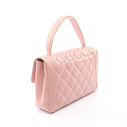 ワイルドステッチ ハンドバッグ レザー ピンク ゴールド金具 シャネル