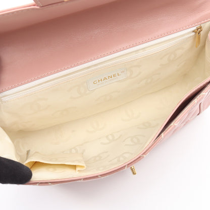 ワイルドステッチ ハンドバッグ レザー ピンク ゴールド金具 シャネル