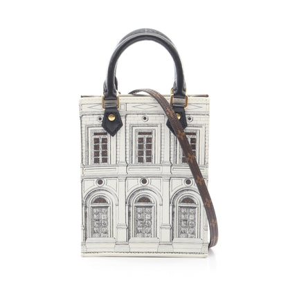 LOUIS VUITTON × FORNASETTI プティット サックプラ モノグラム 2WAY ハンドバッグ PVC レザー ホワイト ブラウン ブラック ルイヴィトン