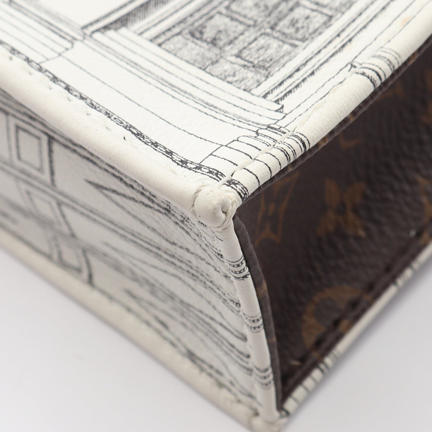 LOUIS VUITTON × FORNASETTI プティット サックプラ モノグラム 2WAY ハンドバッグ PVC レザー ホワイト ブラウン ブラック ルイヴィトン