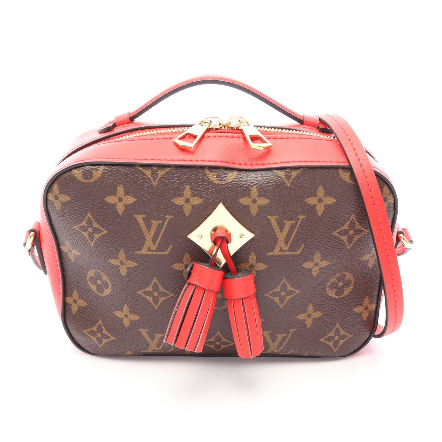サントンジュ モノグラム コクリコ 2WAY ショルダーバッグ PVC レザー ブラウン レッド ルイヴィトン バッグ LOUIS VUITTON