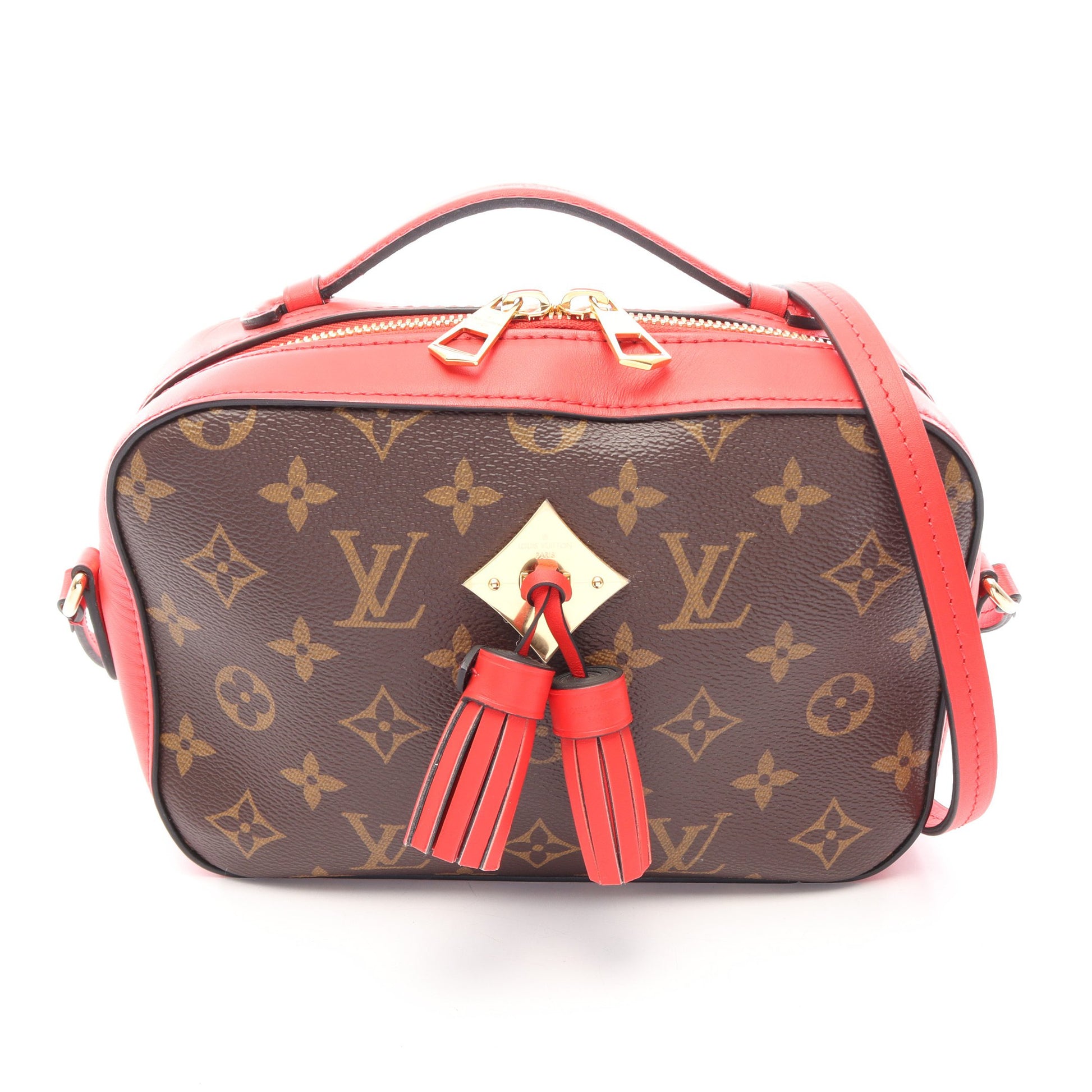 サントンジュ モノグラム コクリコ 2WAY ショルダーバッグ PVC レザー ブラウン レッド ルイヴィトン バッグ LOUIS VUITTON