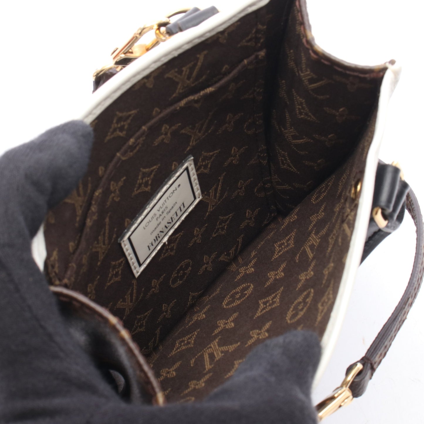 LOUIS VUITTON × FORNASETTI プティット サックプラ モノグラム 2WAY ハンドバッグ PVC レザー ホワイト ブラウン ブラック ルイヴィトン