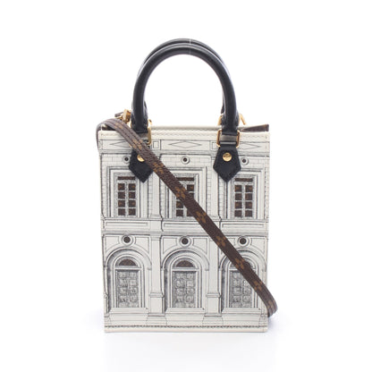 LOUIS VUITTON × FORNASETTI プティット サックプラ モノグラム 2WAY ハンドバッグ PVC レザー ホワイト ブラウン ブラック ルイヴィトン