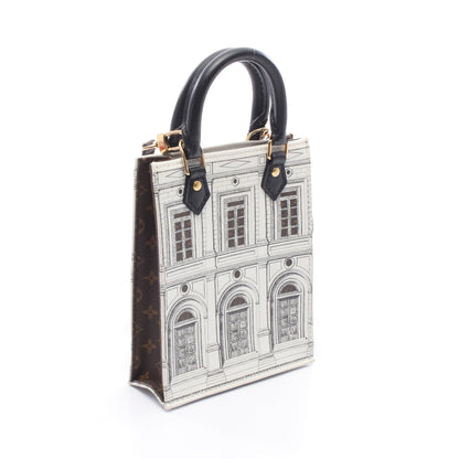 LOUIS VUITTON × FORNASETTI プティット サックプラ モノグラム 2WAY ハンドバッグ PVC レザー ホワイト ブラウン ブラック ルイヴィトン