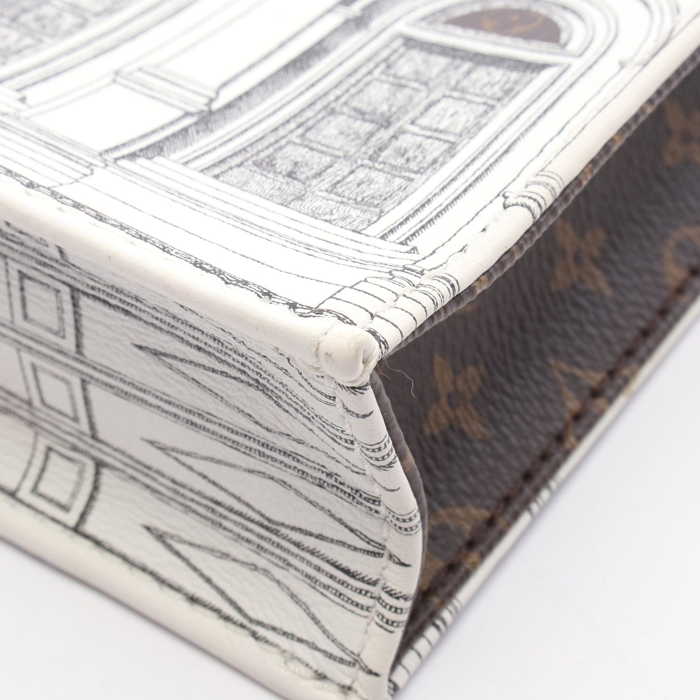 LOUIS VUITTON × FORNASETTI プティット サックプラ モノグラム 2WAY ハンドバッグ PVC レザー ホワイト ブラウン ブラック ルイヴィトン
