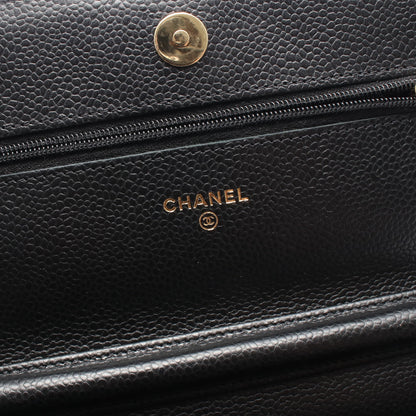 マトラッセ チェーンウォレット キャビアスキン ブラック ゴールド金具 シャネル バッグ CHANEL
