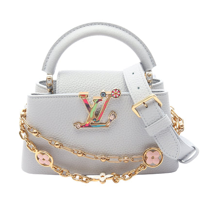 LV × TM カプシーヌEW MINI 2WAY ハンドバッグ レザー ライトブルー ルイヴィトン