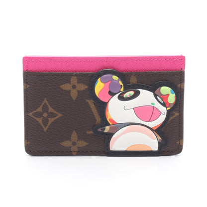 LV × TM カードケース ポルト カルト サーンプル モノグラムパンダ カードケース PVC レザー ブラウン ピンク ルイヴィトン