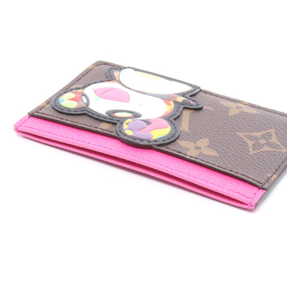 LV × TM カードケース ポルト カルト サーンプル モノグラムパンダ カードケース PVC レザー ブラウン ピンク ルイヴィトン