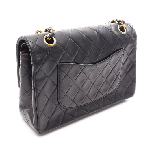 マトラッセ Wフラップ Wチェーンショルダーバッグ ラムスキン ブラック ゴールド金具 シャネル バッグ CHANEL