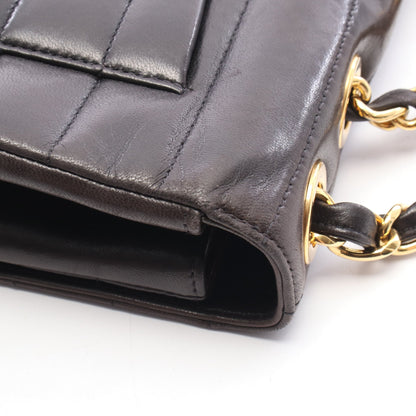 マドモアゼル デカココマーク シングルフラップ Wチェーンショルダーバッグ ラムスキン ブラック ゴールド金具 シャネル