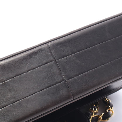 マドモアゼル デカココマーク シングルフラップ Wチェーンショルダーバッグ ラムスキン ブラック ゴールド金具 シャネル