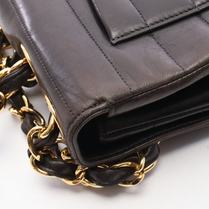 マドモアゼル デカココマーク シングルフラップ Wチェーンショルダーバッグ ラムスキン ブラック ゴールド金具 シャネル
