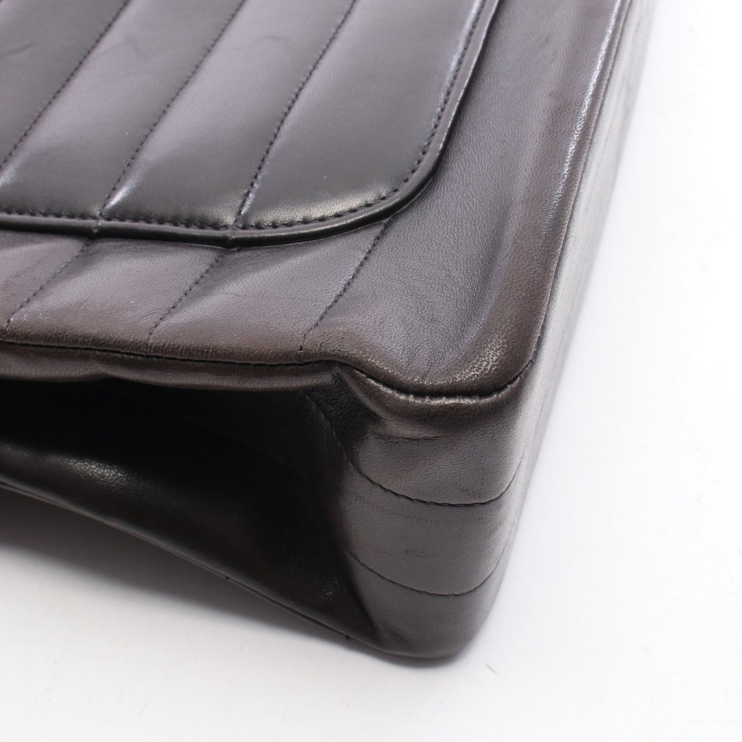 マドモアゼル デカココマーク シングルフラップ Wチェーンショルダーバッグ ラムスキン ブラック ゴールド金具 シャネル