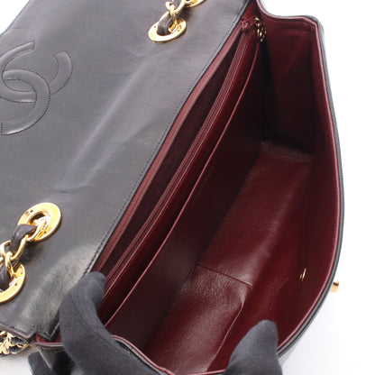 マドモアゼル デカココマーク シングルフラップ Wチェーンショルダーバッグ ラムスキン ブラック ゴールド金具 シャネル