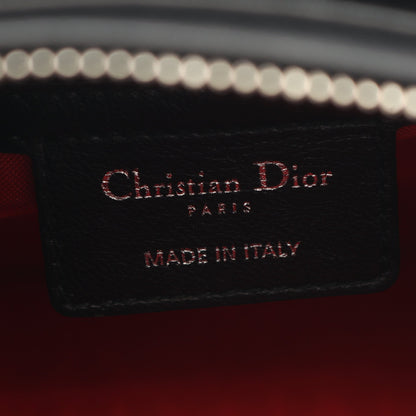 LADY DIOR レディディオール カナージュ 2WAY ハンドバッグ レザー ブラック クリスチャンディオール