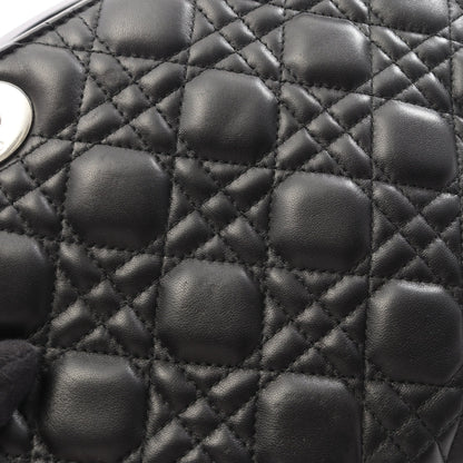 LADY DIOR レディディオール カナージュ 2WAY ハンドバッグ レザー ブラック クリスチャンディオール