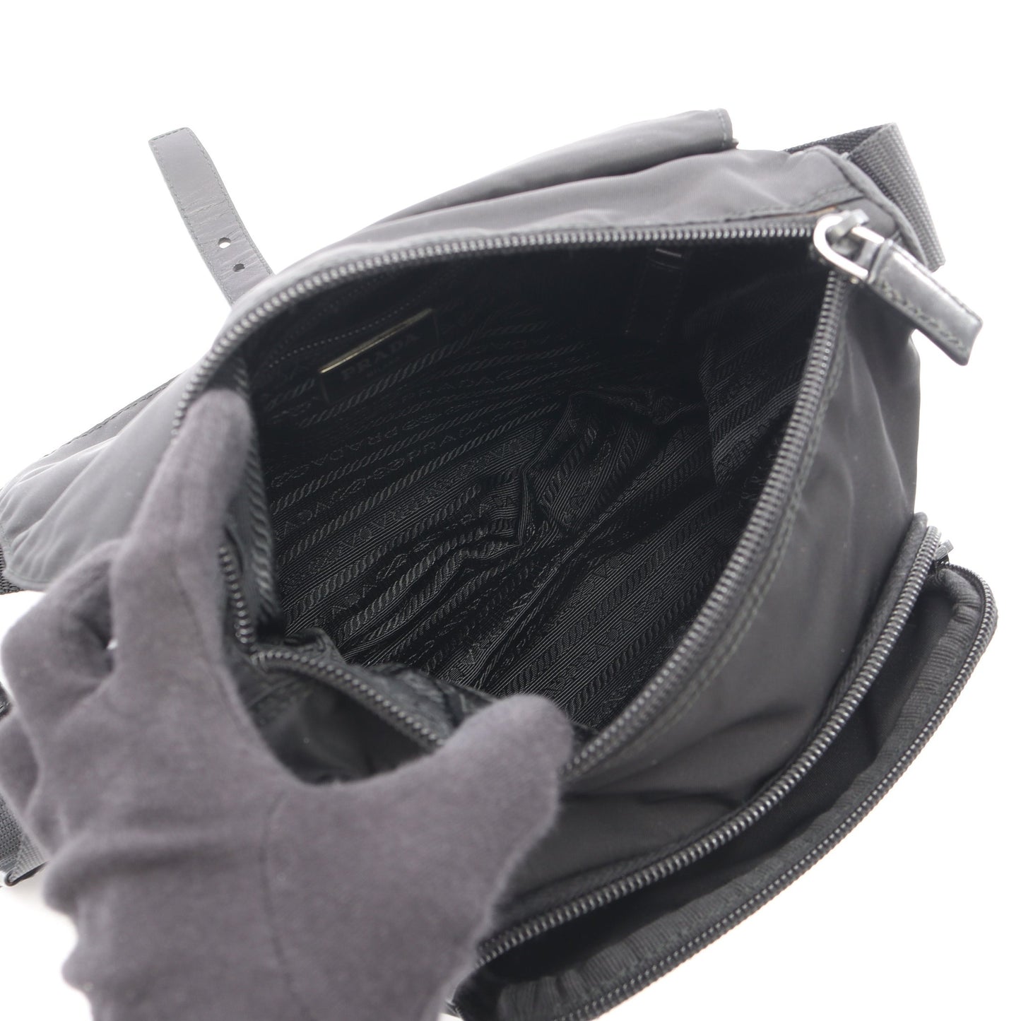 VELA SPORT ショルダーバッグ ナイロン レザー ブラック プラダ